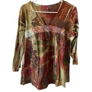 DRESSBARN Princess empire waist Forest fairy 3/4 sleeve satin trim VTG Y2K sz L